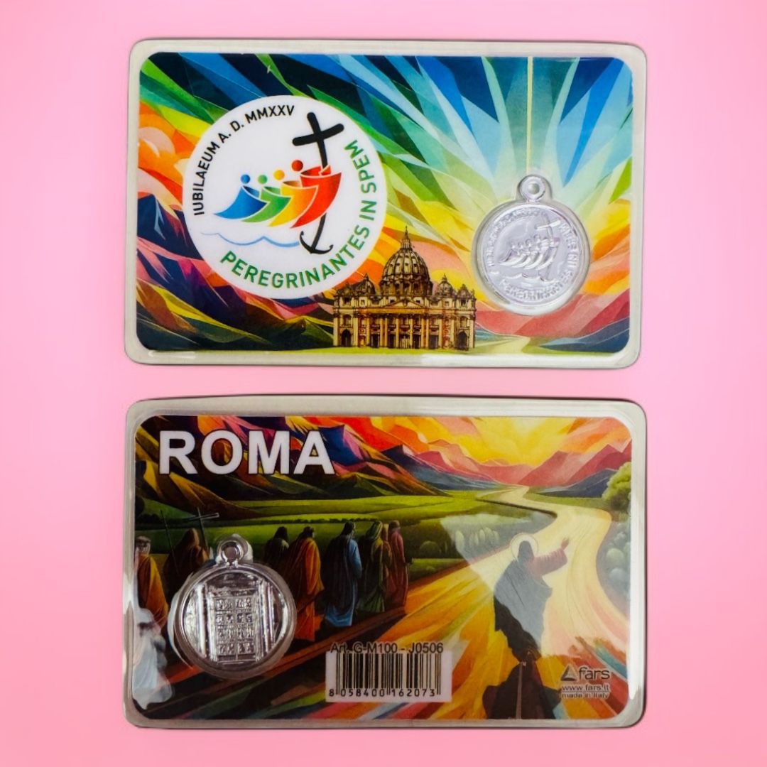Holy Card Plastificata Giubileo 2025 con Medaglia