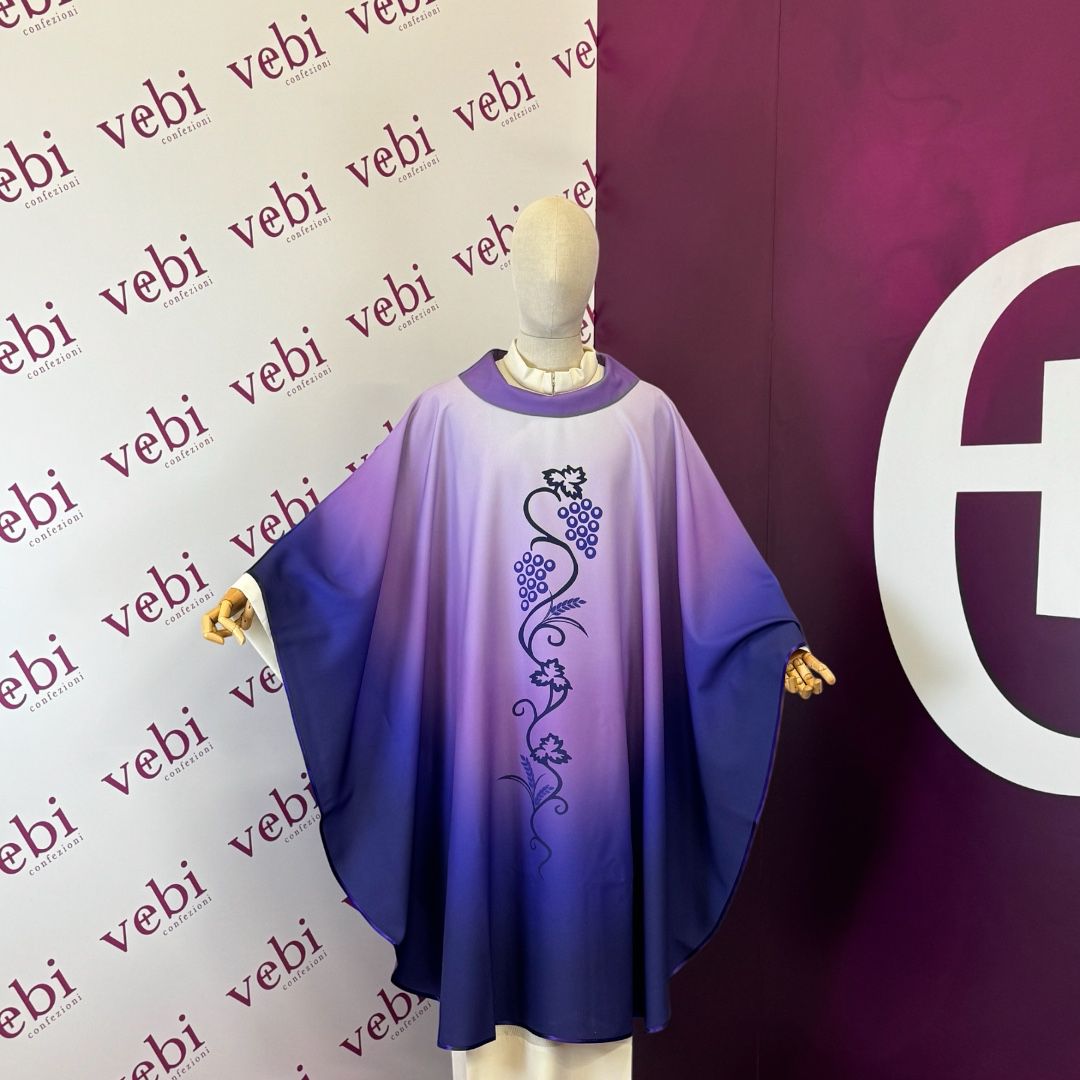 Casula Stampa Vite e Uva con Sfumatura (Colori Liturgici disponibili)
