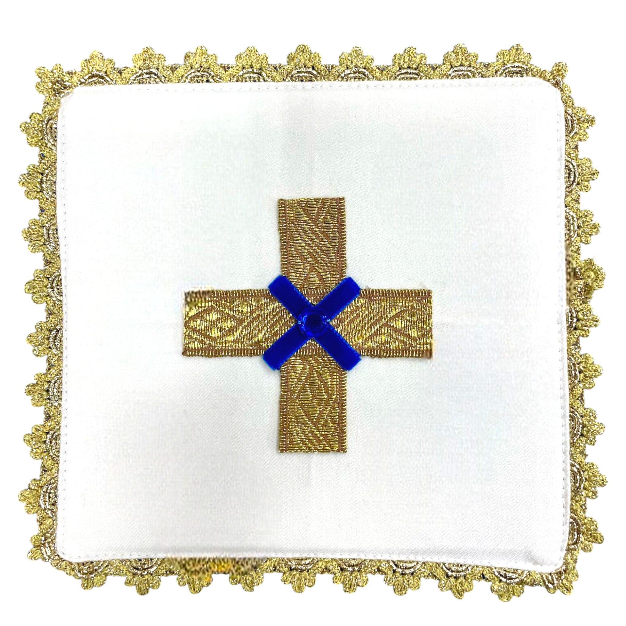 Palla in Pura Seta Bianca con Ricamo Croce