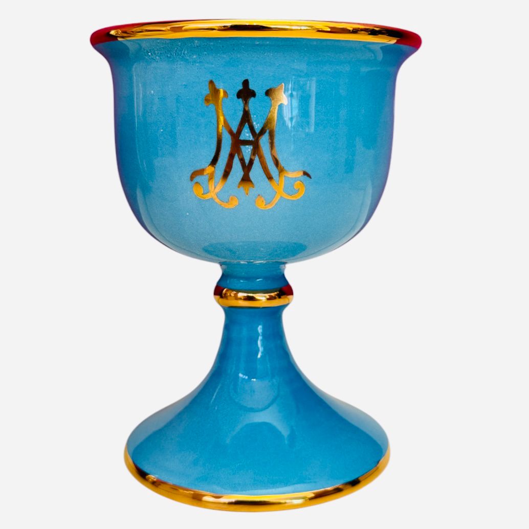 Calice Mariano in Ceramica Interno Oro