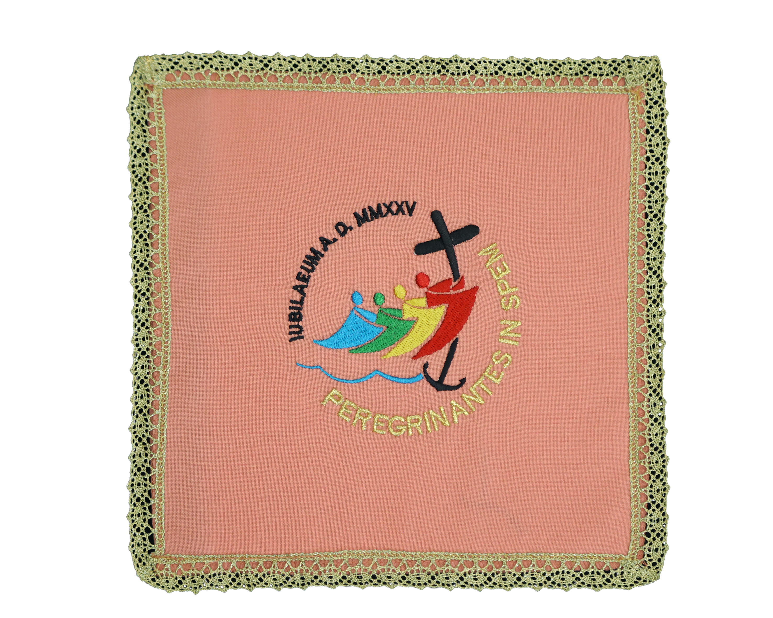 Palla Copri Calice Ricamo Logo Ufficiale GIUBILEO 2025 (Colori Liturgici, Rosa, Celeste, Morello)