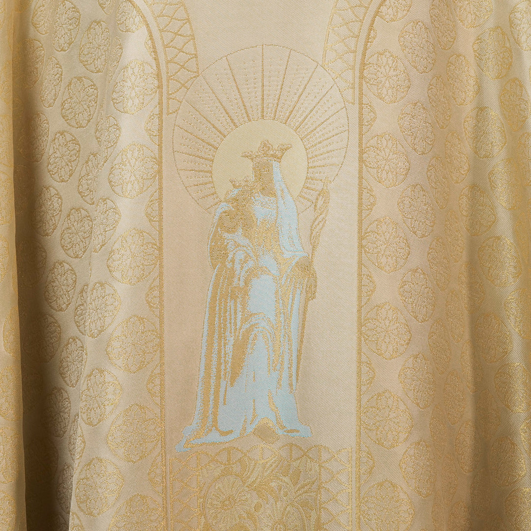 Casula con Disegno Tessuto nella Trama Madonna e Motivi Rosoni Antichi