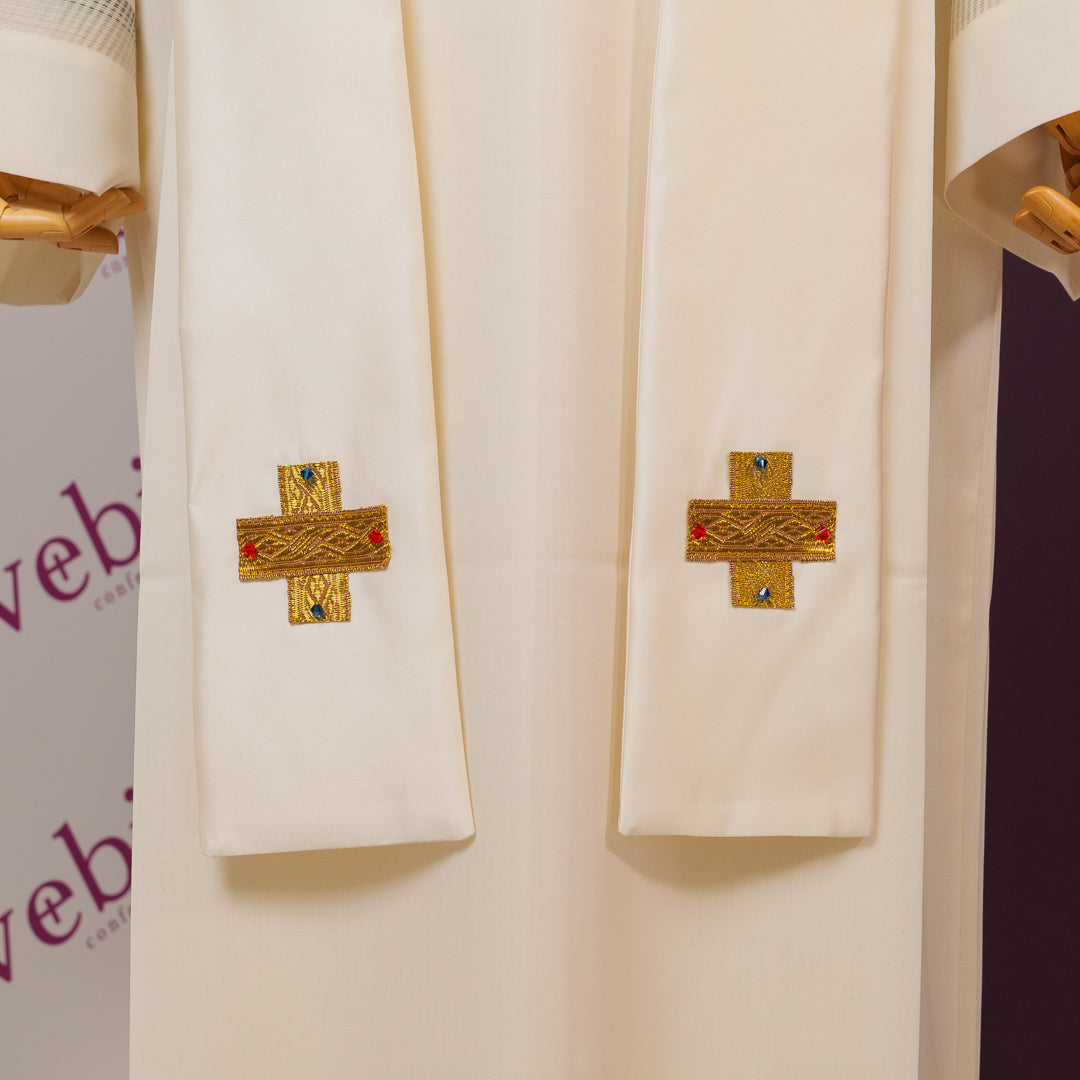 Casula Raso Misto Seta con Gesù Misericordioso Dipinto a Mano (Colori Liturgici Disponibili)