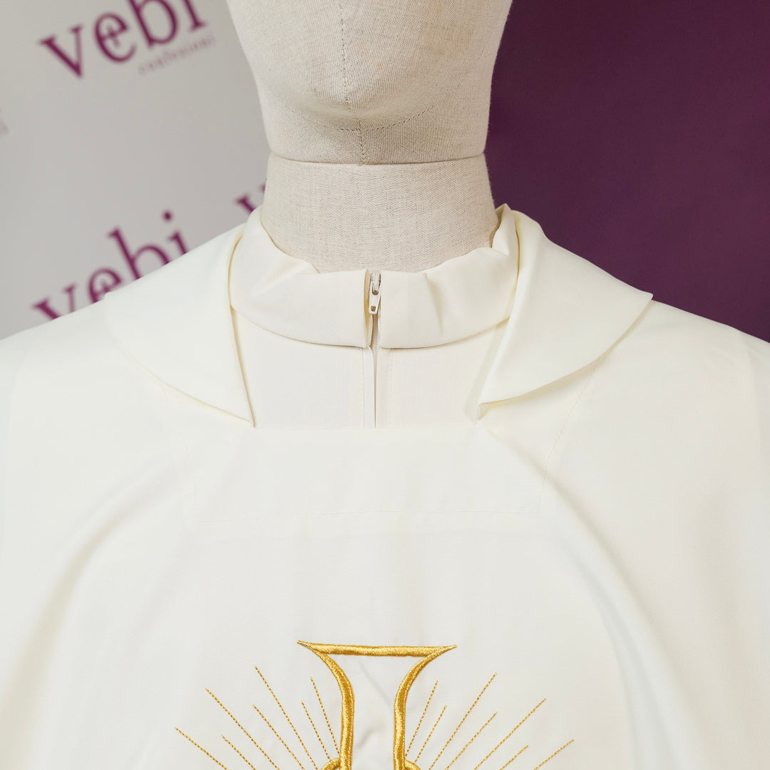 Casula Sacerdotale con Ricamo Croce ed IHS Oro (Colori Liturgici Disponibili)
