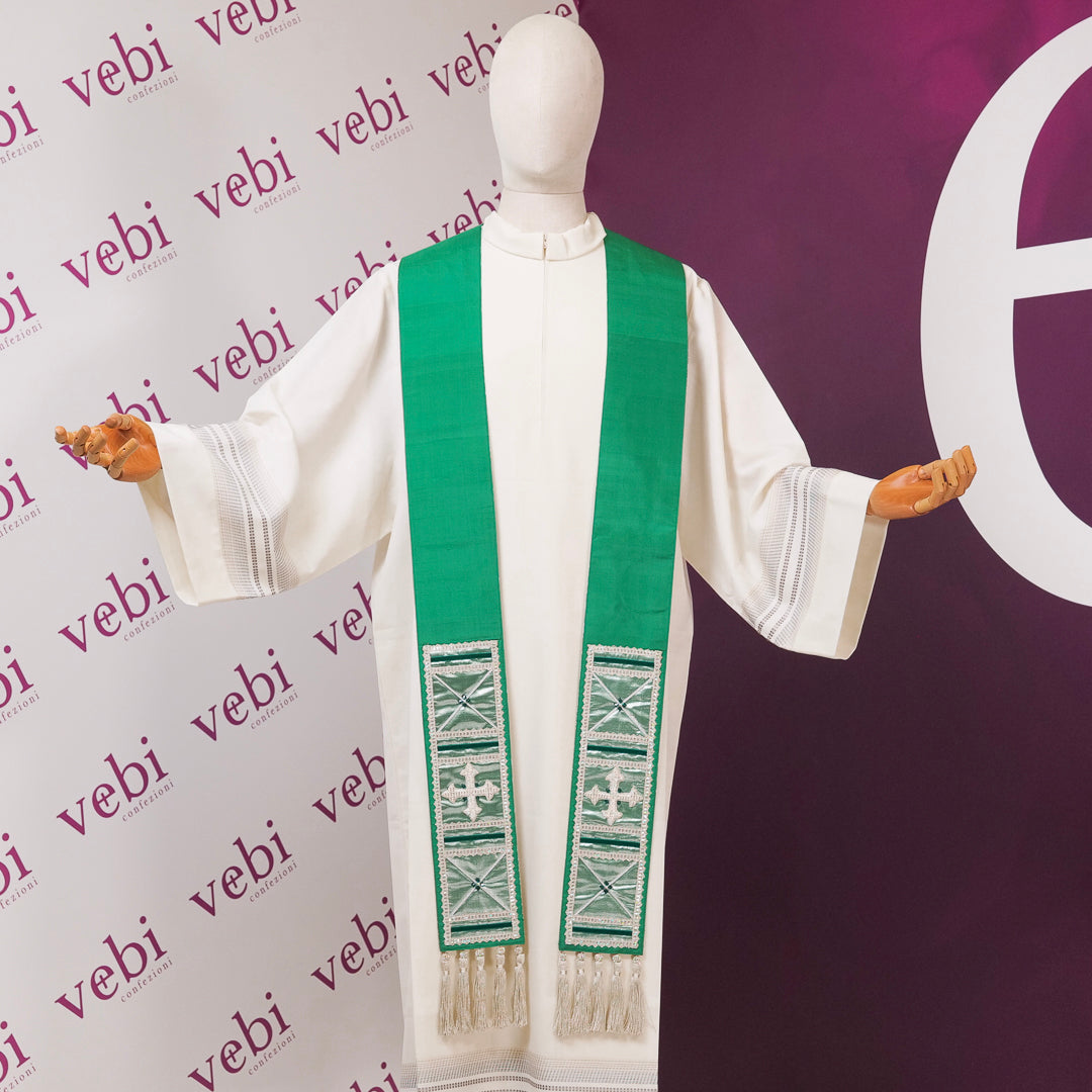 Casula Medioevale Foderata con Stolone Tau in Seta e Lurex (Colori Disponibili)