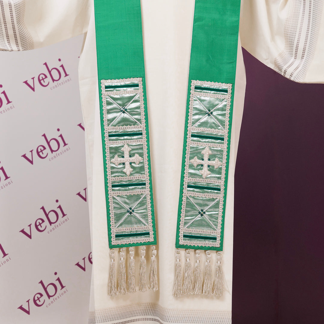 Casula Medioevale Foderata con Stolone Tau in Seta e Lurex (Colori Disponibili)