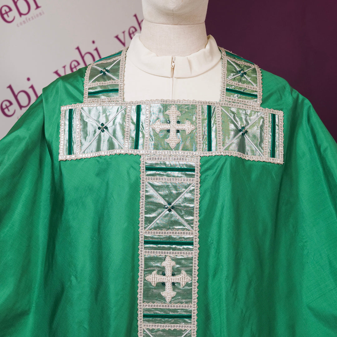 Casula Medioevale Foderata con Stolone Tau in Seta e Lurex (Colori Disponibili)