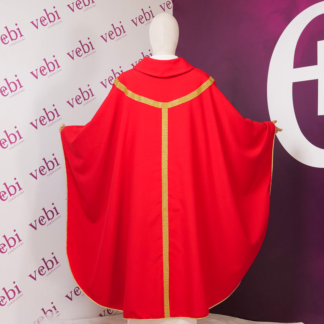 Casula Rossa con Palio Oro (Colori e Stoffe Diverse Disponibili)