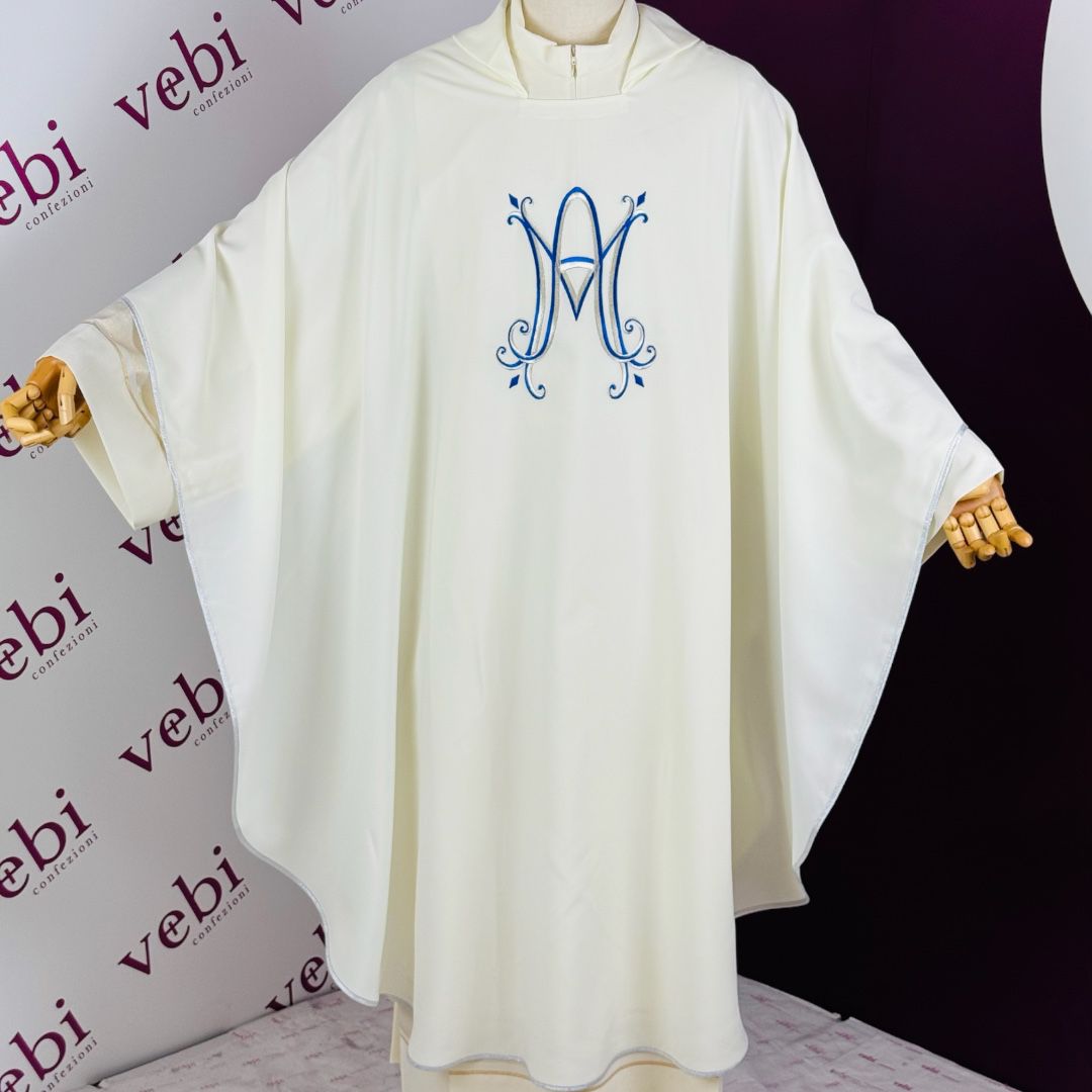 Casula con Monogramma Mariano in Tessuto Leggero
