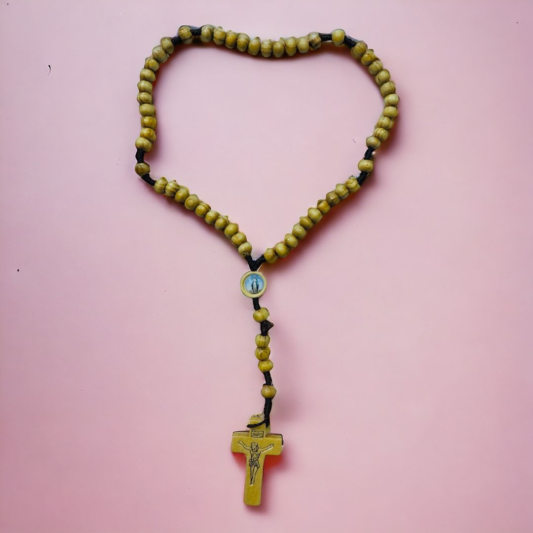 Sacchetto in Organza con Rosario Madonna Miracolosa e Segnalibro Plastificato