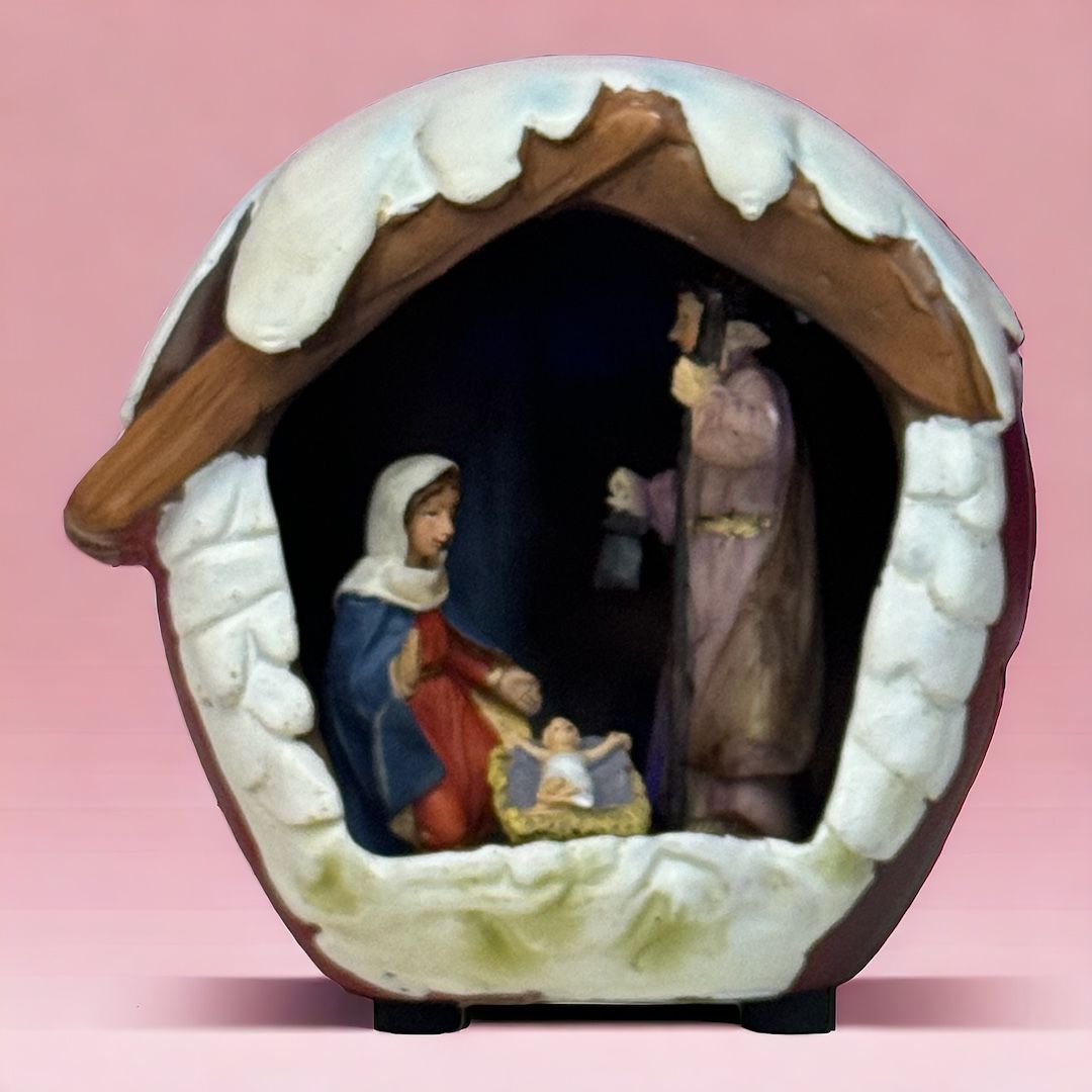 Presepe Innevato in Resina Sacra famiglia Altezza 12 cm