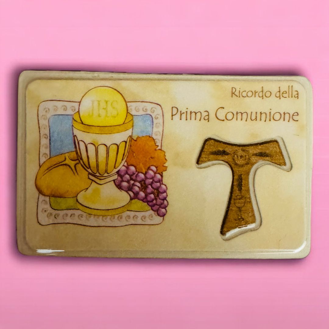 Card Plastificata con Preghiera e Simboli Prima Comunione