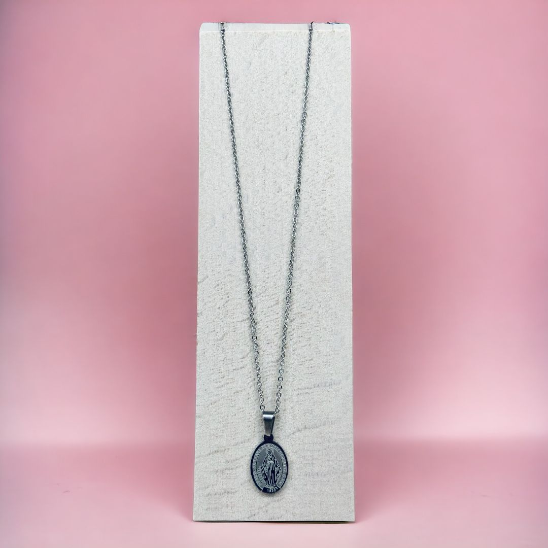 Collana con medaglia Madonna Miracolosa in Acciaio Inox