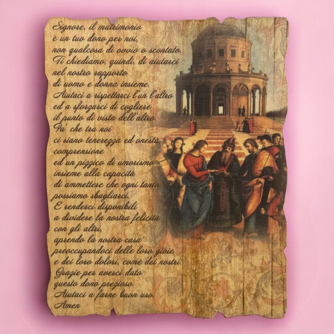 Icona Anticata con Raffigurazione Nozze di Cana Misura 11,5x13 cm