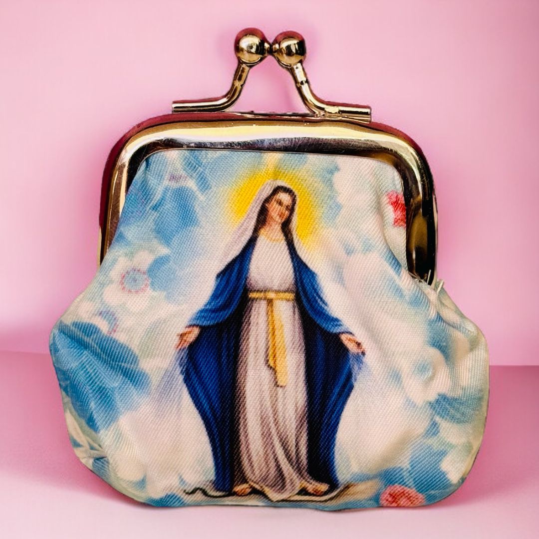 Borsellino Madonna Miracolosa + Rosario Disponibile in Diversi Colori