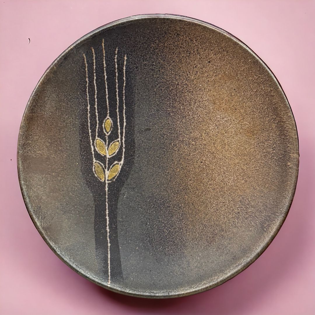 Piattino - Patena in Terracotta con Spiga Dipinta
