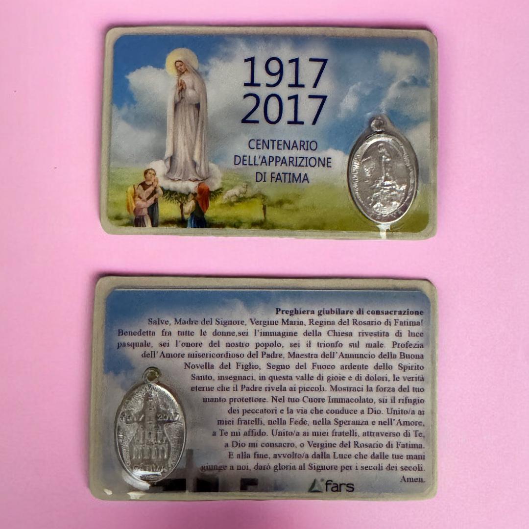 HolyCard Centenario dell'Apparizione di Fatima con Preghiera