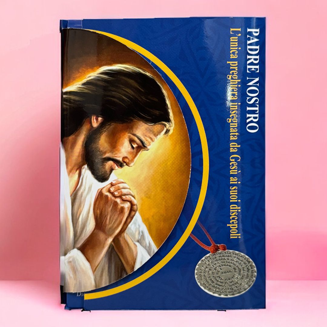 Cartoncino Pieghevole con Ciondolo Padre Nostro Vecchia Versione