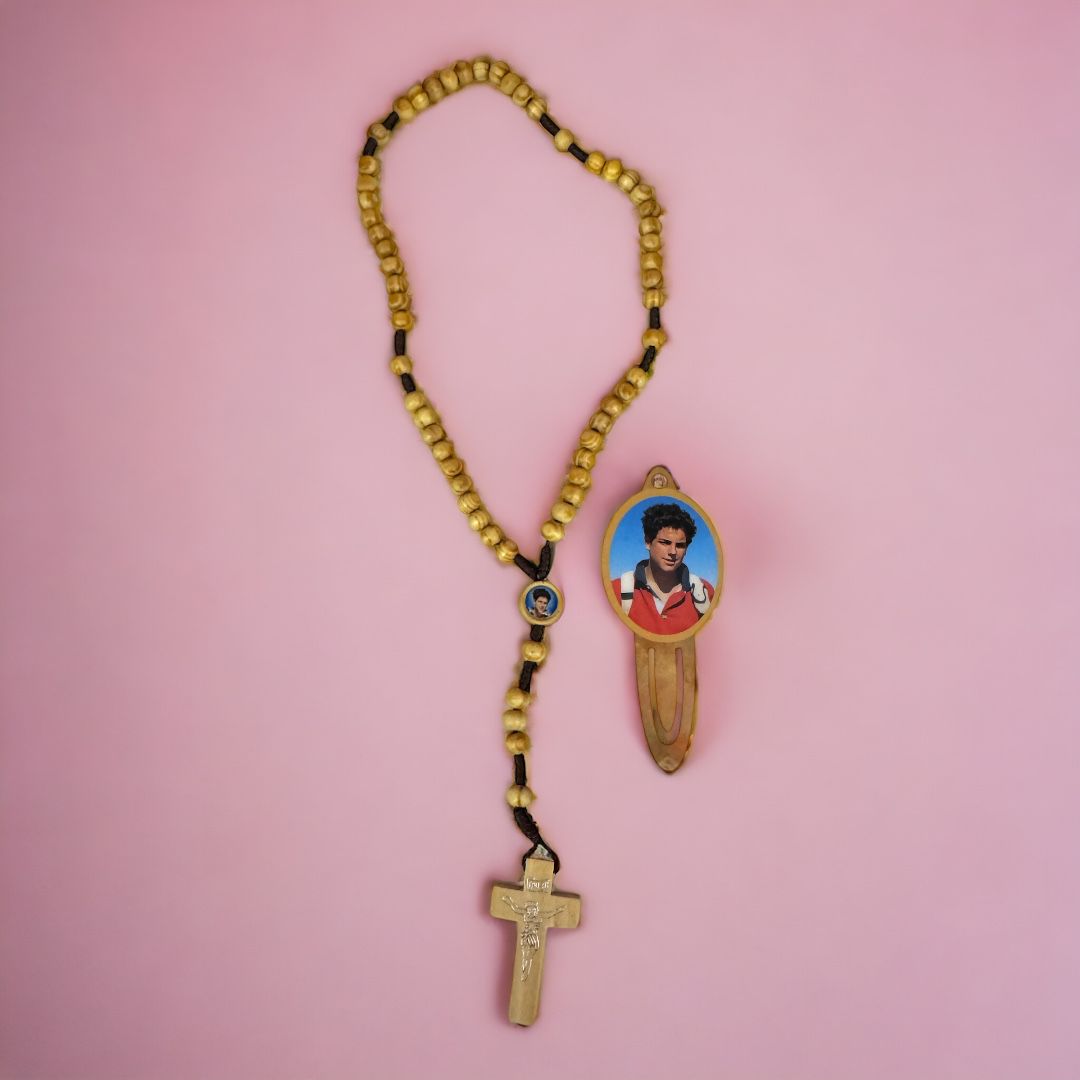 Rosario Carlo Acutis con Sacchettino Organza e Segnalibro Plastificato
