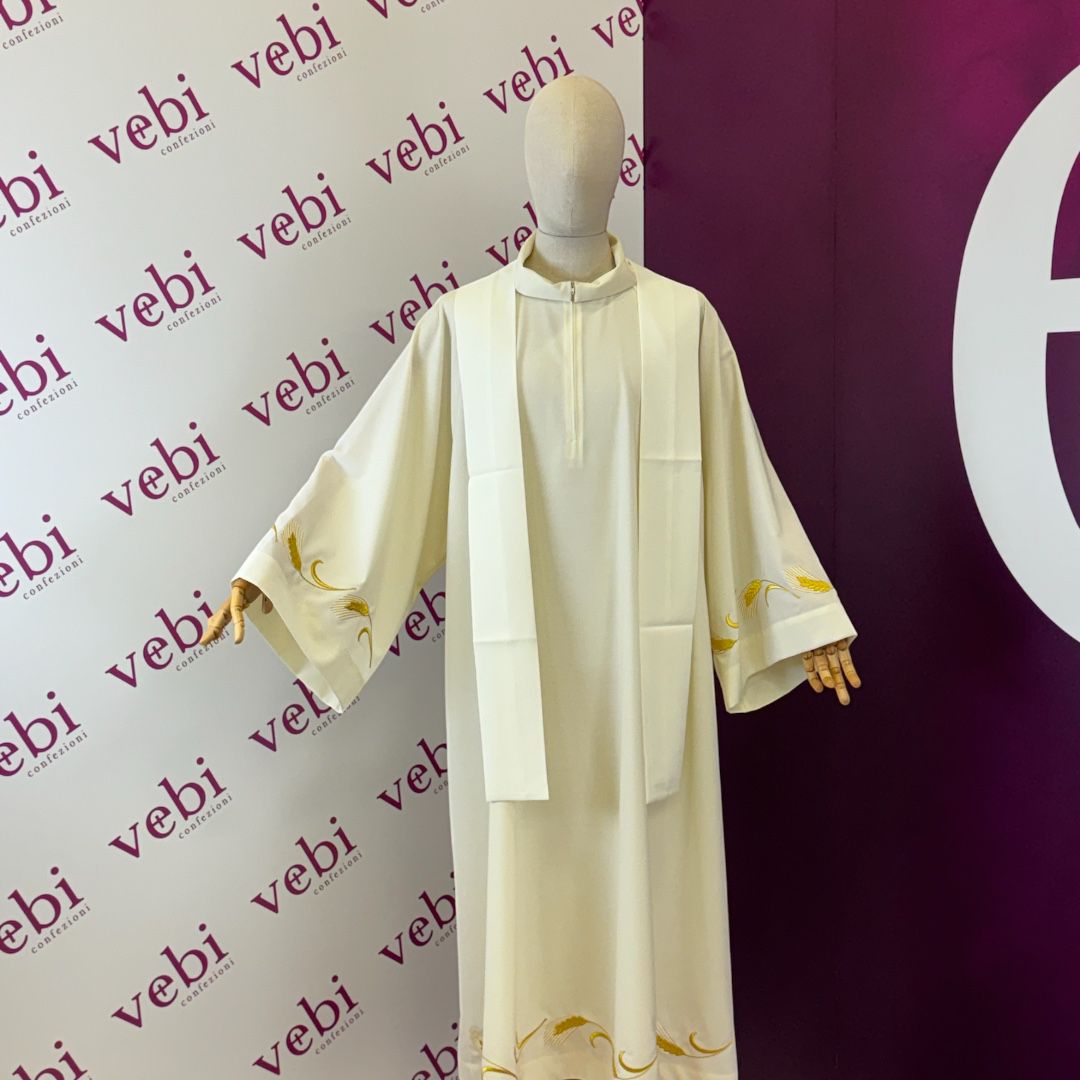 Casula Bianca con Ricamo Oro di San Giuseppe