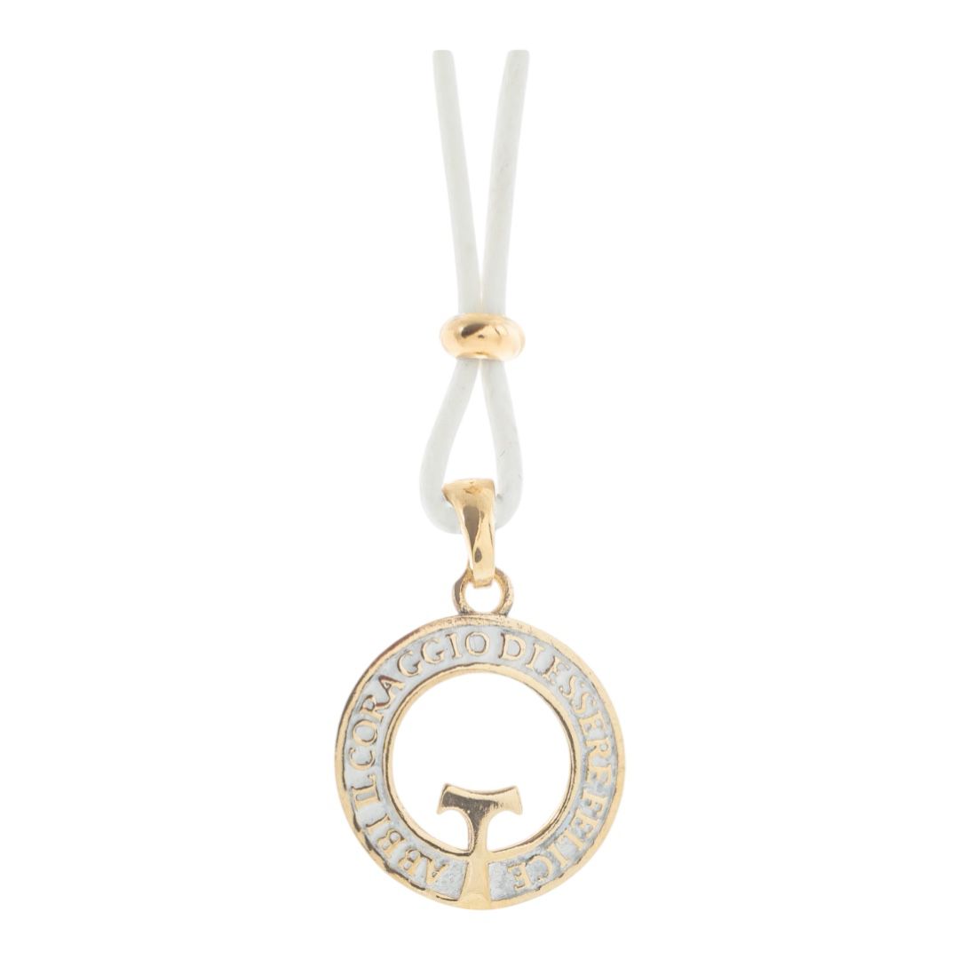 Collana con Ciondolo Tau "Abbi il Coraggio di Essere Felice"
