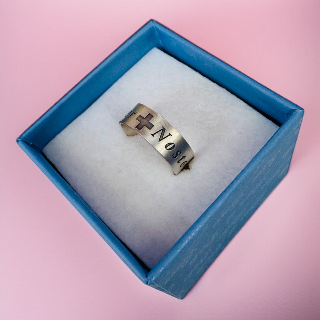 Anello in Argento Regolabile con Scritta Pater Noster