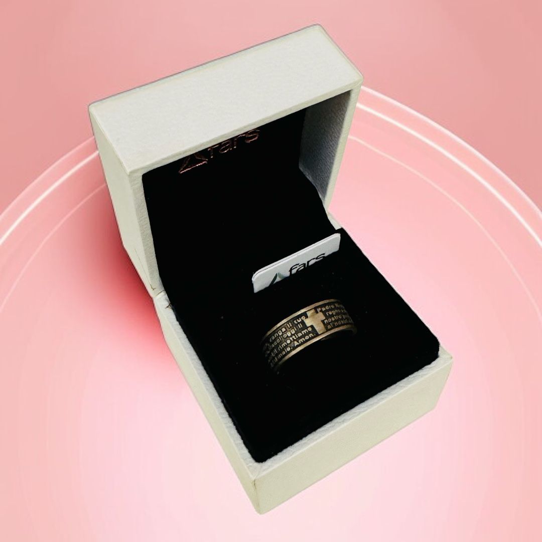 Anello in Argento 925 Brunito con Incisione Padre Nostro