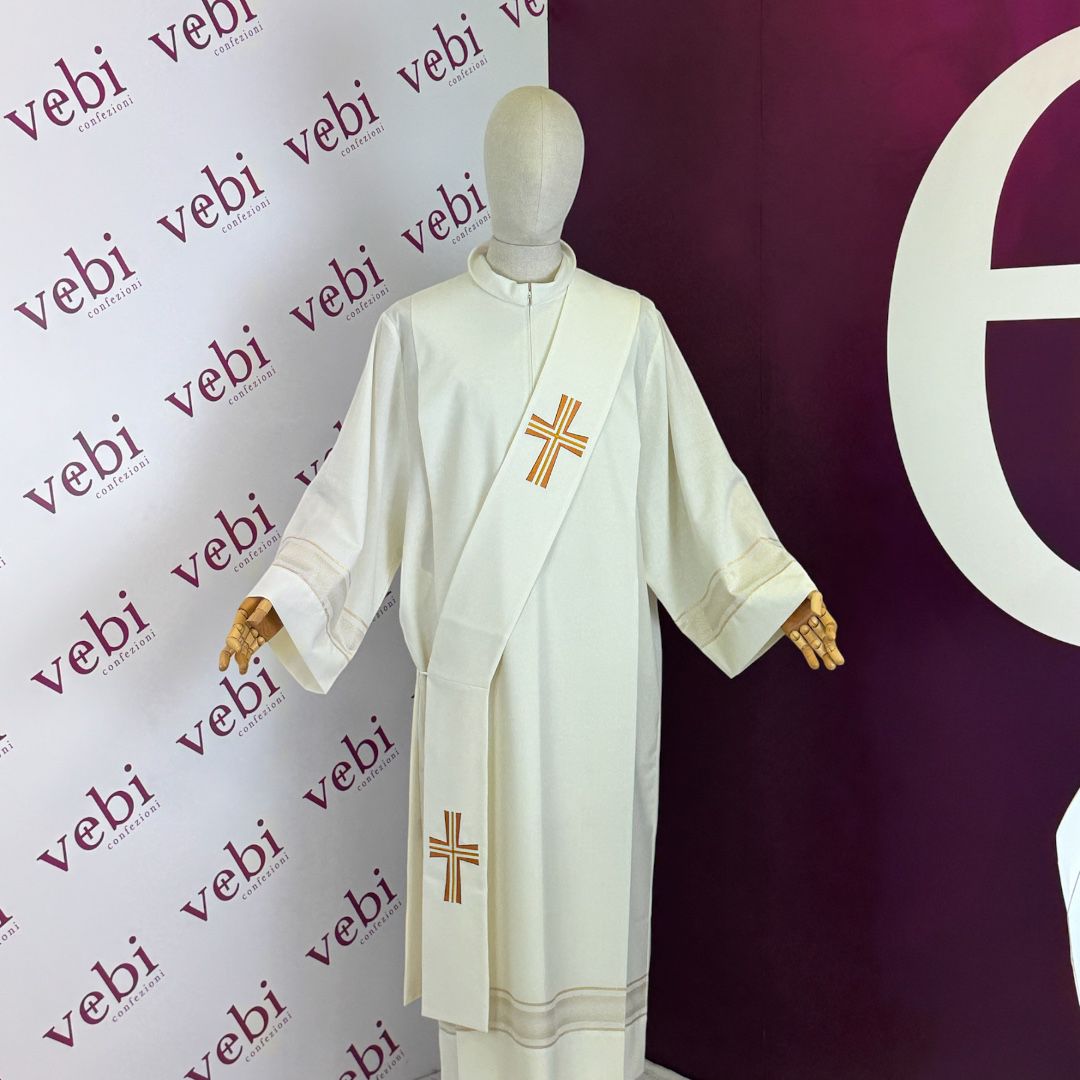 Stola Diaconale Ricamo Croci (Colori Liturgici Disponibili)