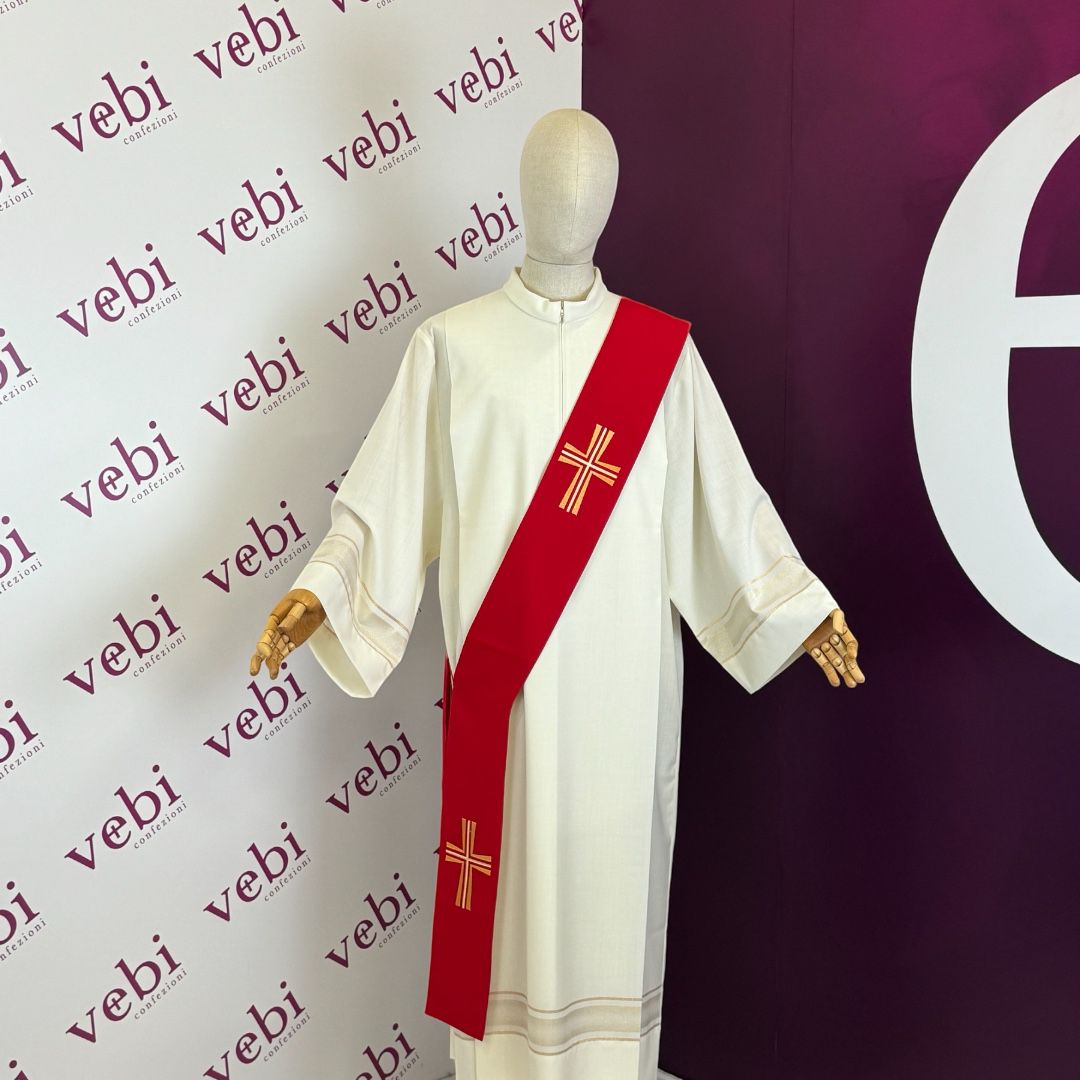 Stola Diaconale Ricamo Croci (Colori Liturgici Disponibili)