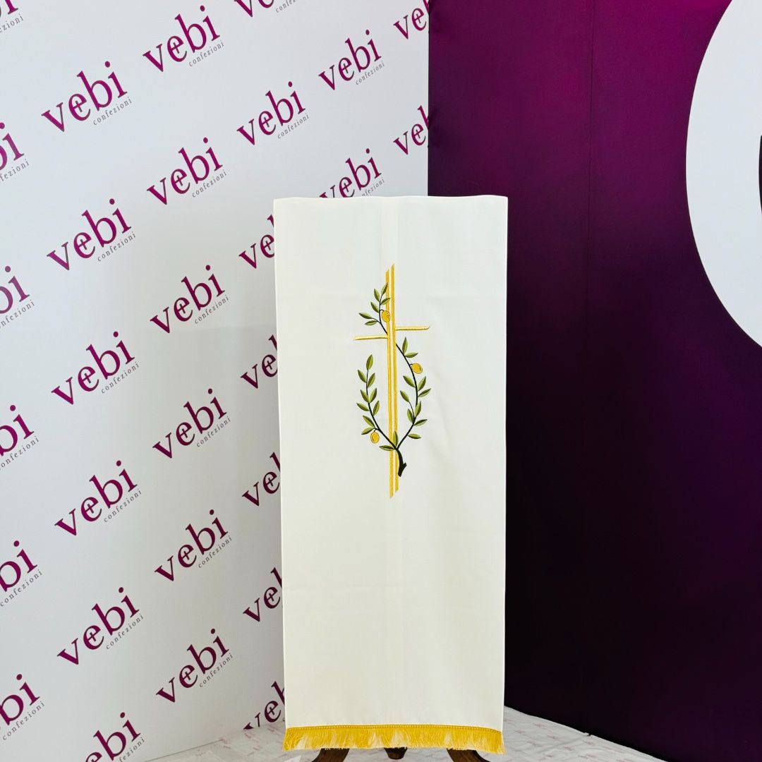 Coprileggio Liturgico con Croce ed Ulivo in Poliestere (Colori Liturgici Disponibili)
