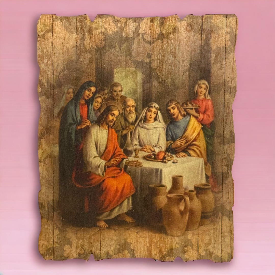 Icona Anticata Nozze di Cana Misura 10,5x13 cm