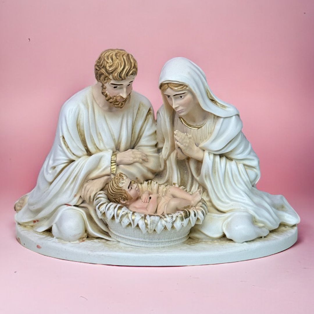 Natività in Resina h 8 cm Sacra Famiglia Dipinta a Mano