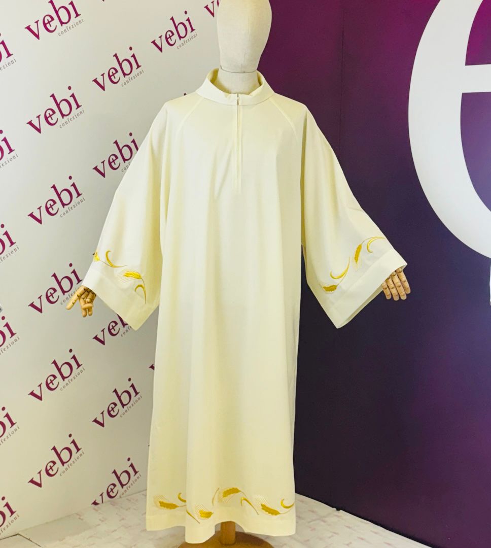 Camice Misto Lana Avorio con Ricami Spiga