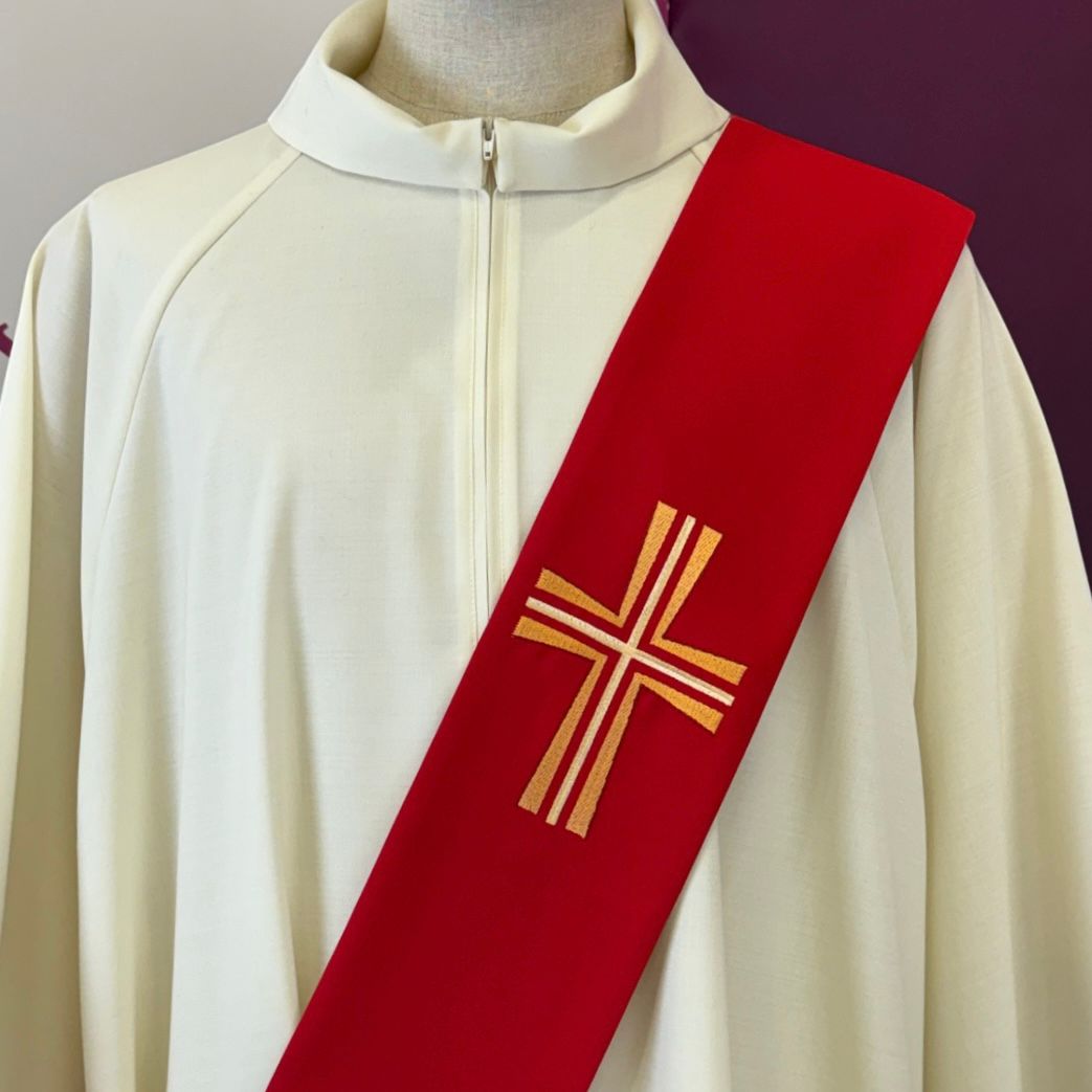 Stola Diaconale Ricamo Croci (Colori Liturgici Disponibili)