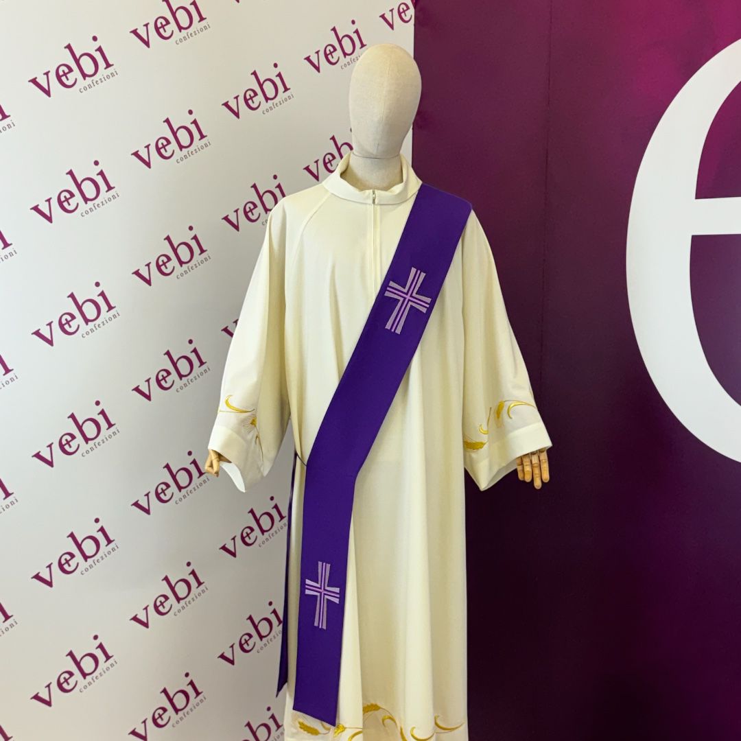 Stola Diaconale Ricamo Croci (Colori Liturgici Disponibili)