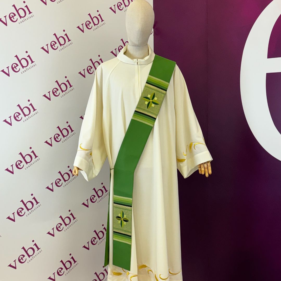 Stola diaconale lana-seta con Ricamo Croci (Colori Liturgici Disponibili)