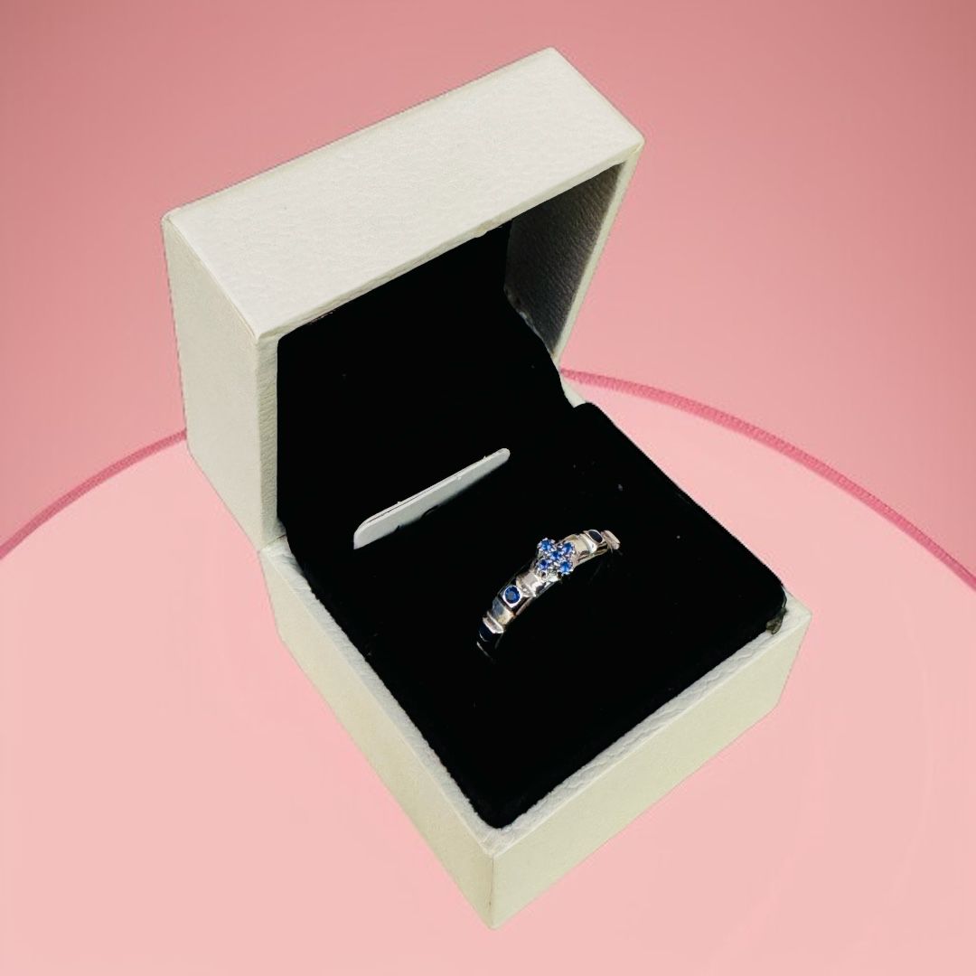 Anello Decina Argento con Zirconi Blu
