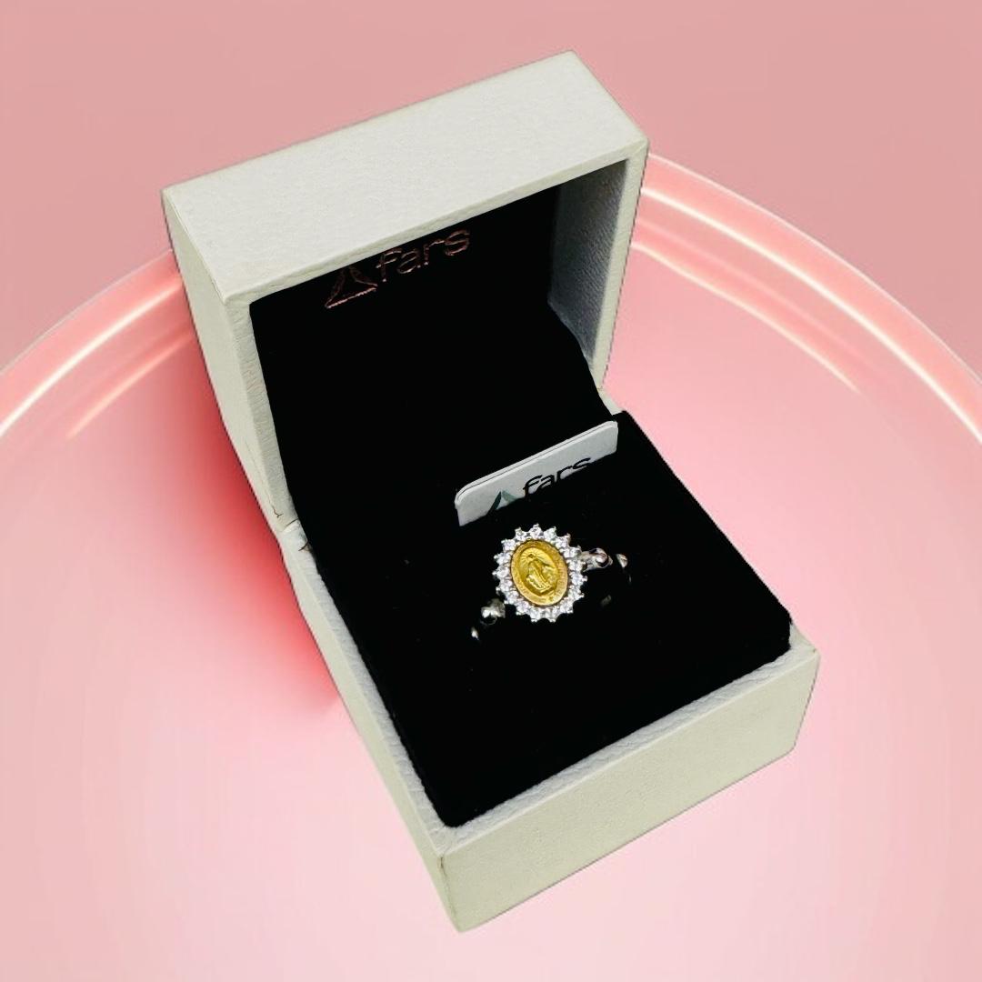 Anello in Argento con Medaglia Miracolosa e Zirconi
