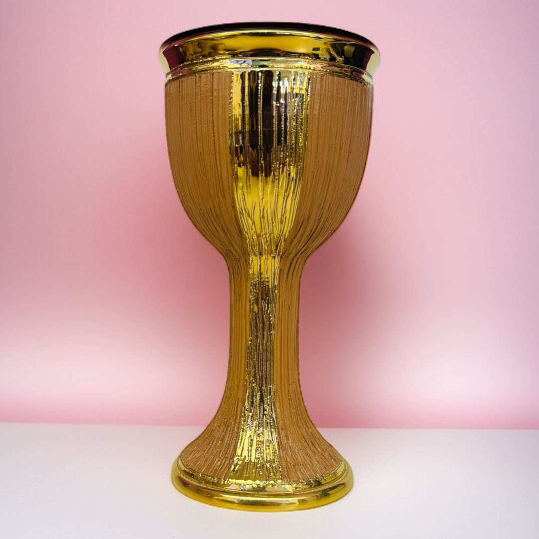 Calice Ceramica Artigianale Dipinto a Mano Graffiato Oro