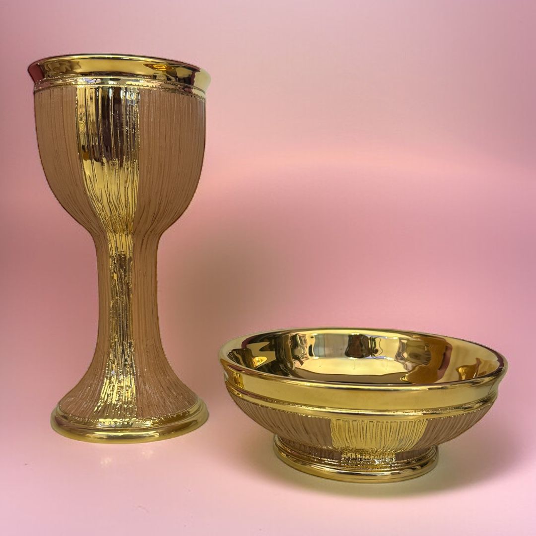 Set Patena e Calice Ceramica Graffiata Oro Sconto Quantità