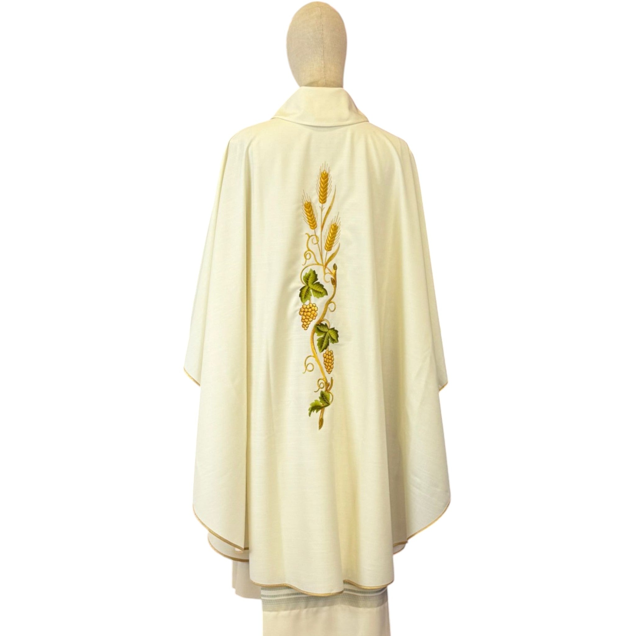 Casula Sacerdotale Spiga e Uva in Oro (Colori Liturgici, Morello e Rosa Disponibili)
