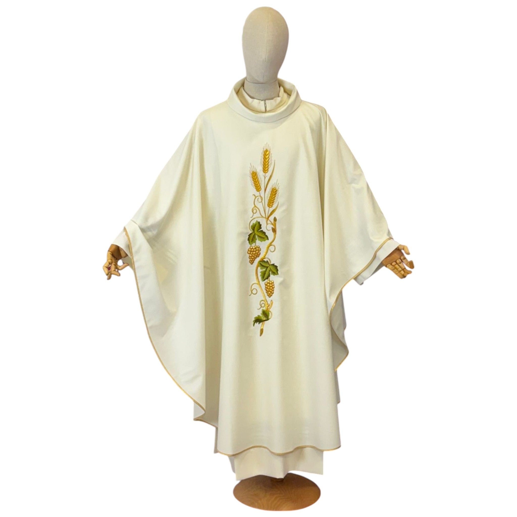 Casula Sacerdotale Spiga e Uva in Oro (Colori Liturgici, Morello e Rosa Disponibili)