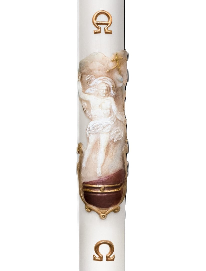 Cero Pasquale Bassorilievo Cristo Risorto in Cera Api/Bianca