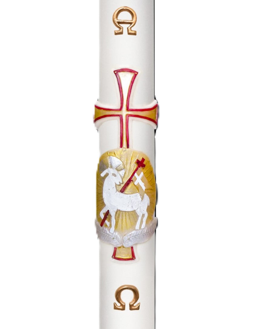 Cero Pasquale con Bassorilievo Agnello in Cera Api/Bianco