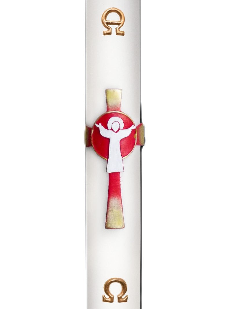 Cero Pasquale Bassorilievo Cristo Risorto in Cera Api/Bianca