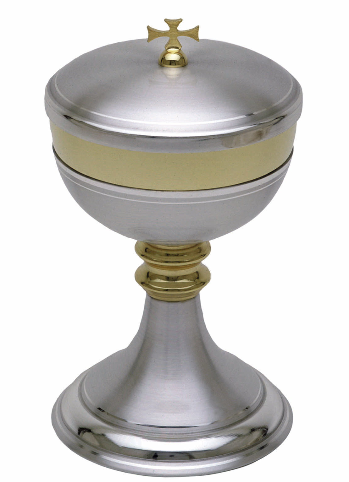 Pisside classica in metallo Colore Argento con due nodi In Dorato