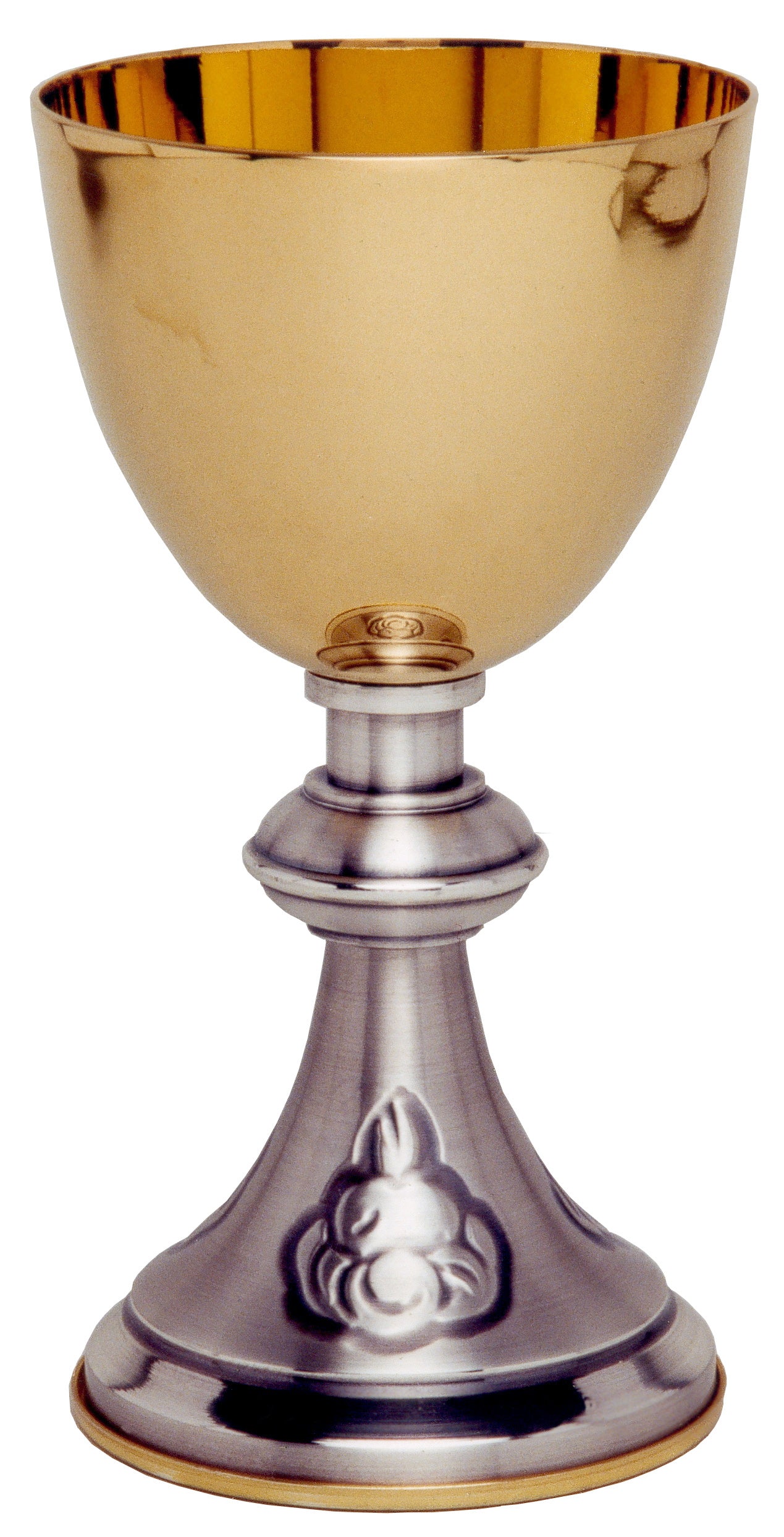 Calice da mensa in metallo colore Argento con Coppa oro e cesellature