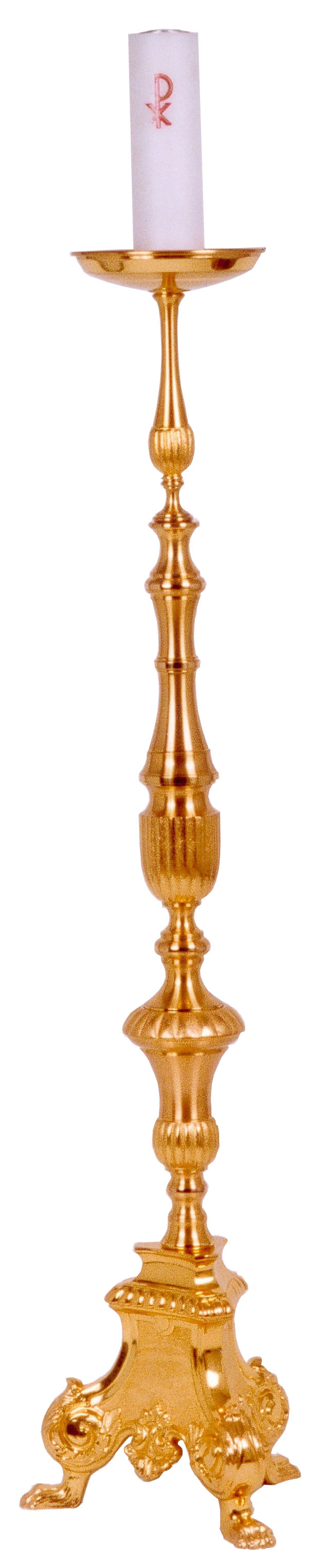 Candeliere da terra per altare in Bronzo alto 73 cm Base tre appoggi