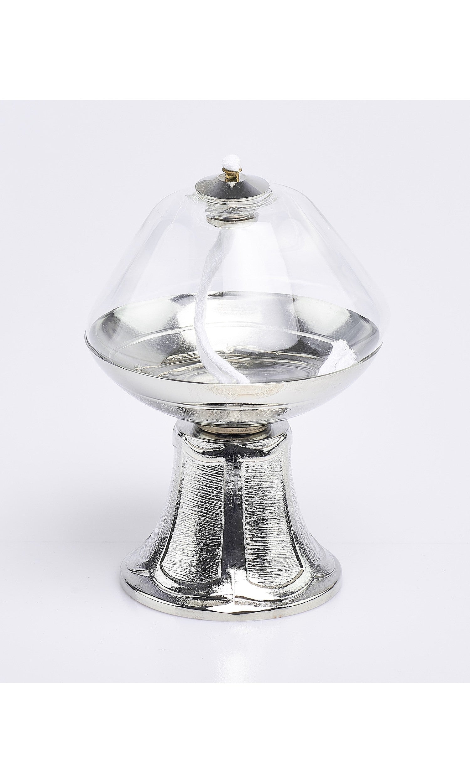 Lampada trasparente su base piccola nichel