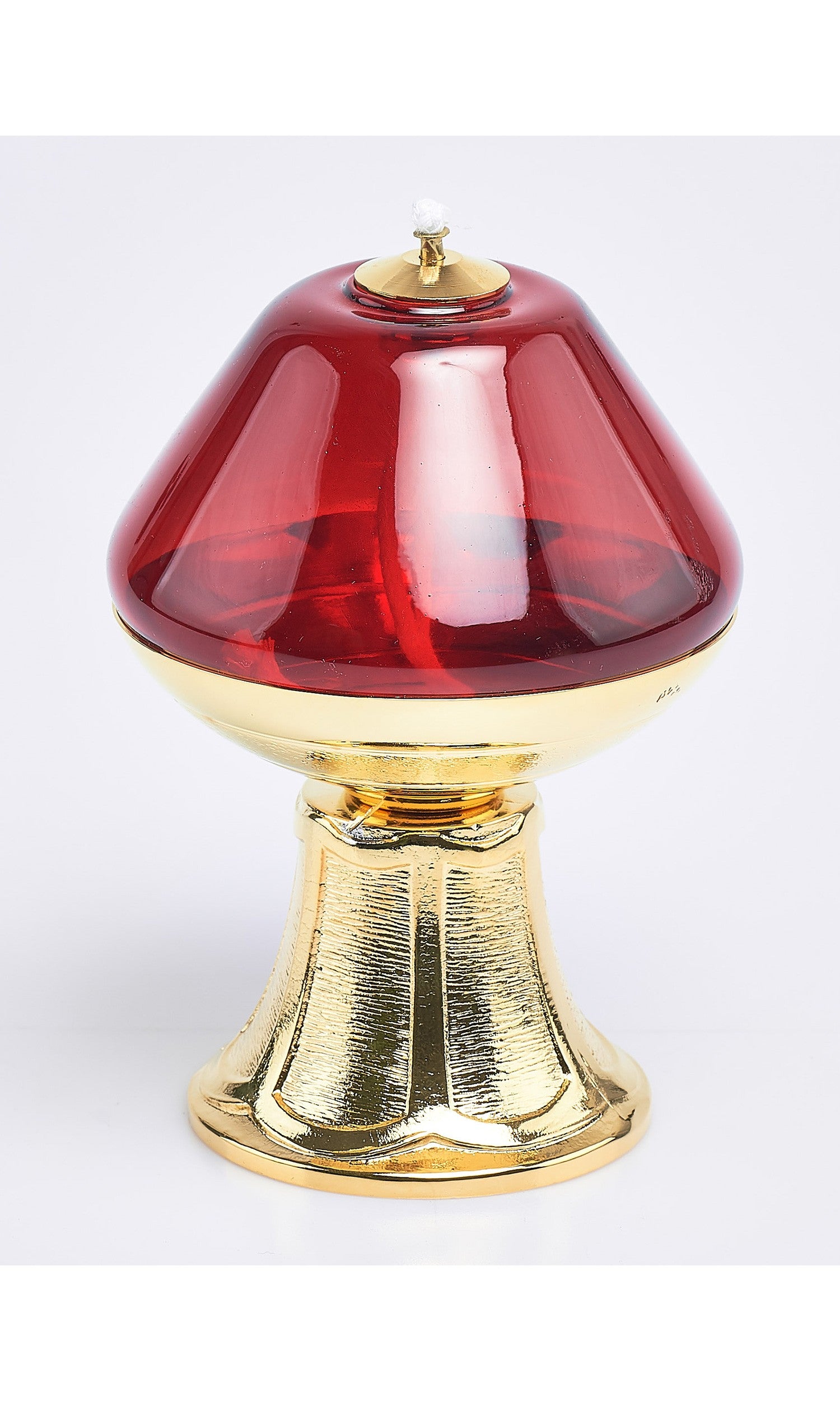 Lampada rossa su base oro piccola
